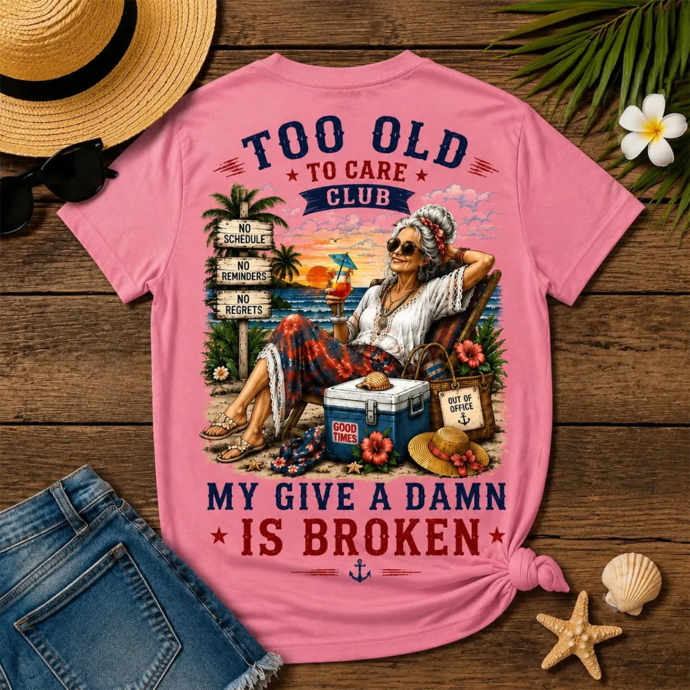 Too Old to Care Club – Out of Office V-Neck T-Shirt