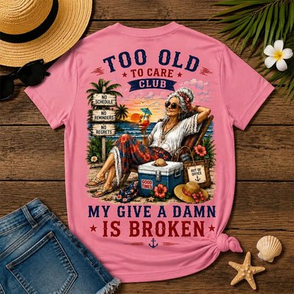 Too Old to Care Club – Out of Office V-Neck T-Shirt